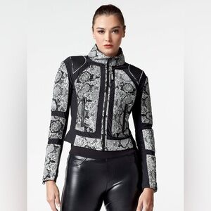BLANC NOIR LEATHER MESH SNAKE MOTO JACKET BLACK NWOT LARGE